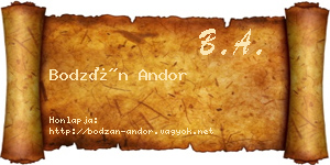 Bodzán Andor névjegykártya