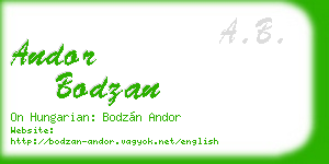 andor bodzan business card