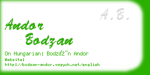 andor bodzan business card